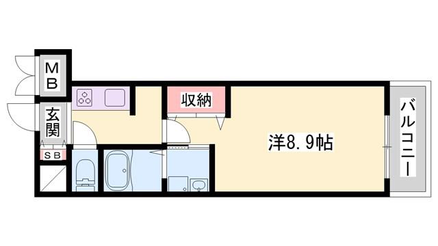 ザ ベース東姫路(1K/3階)の間取り写真