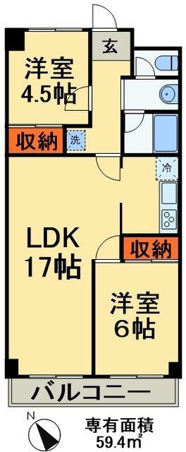 カミーユ上本郷(2LDK/2階)の間取り写真