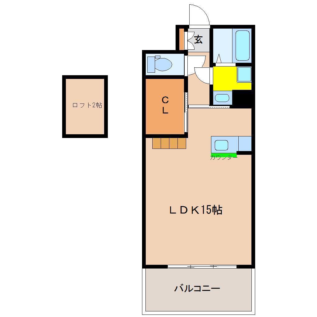 アムール大工町(ワンルーム/3階)の間取り写真