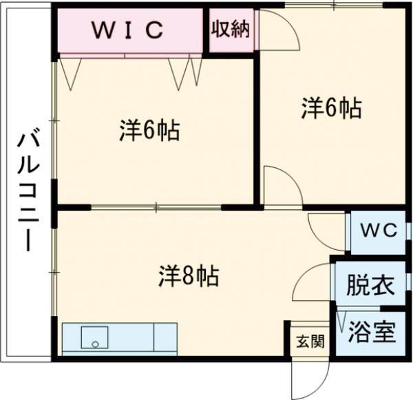 オリエント北川(2DK/6階)の間取り写真