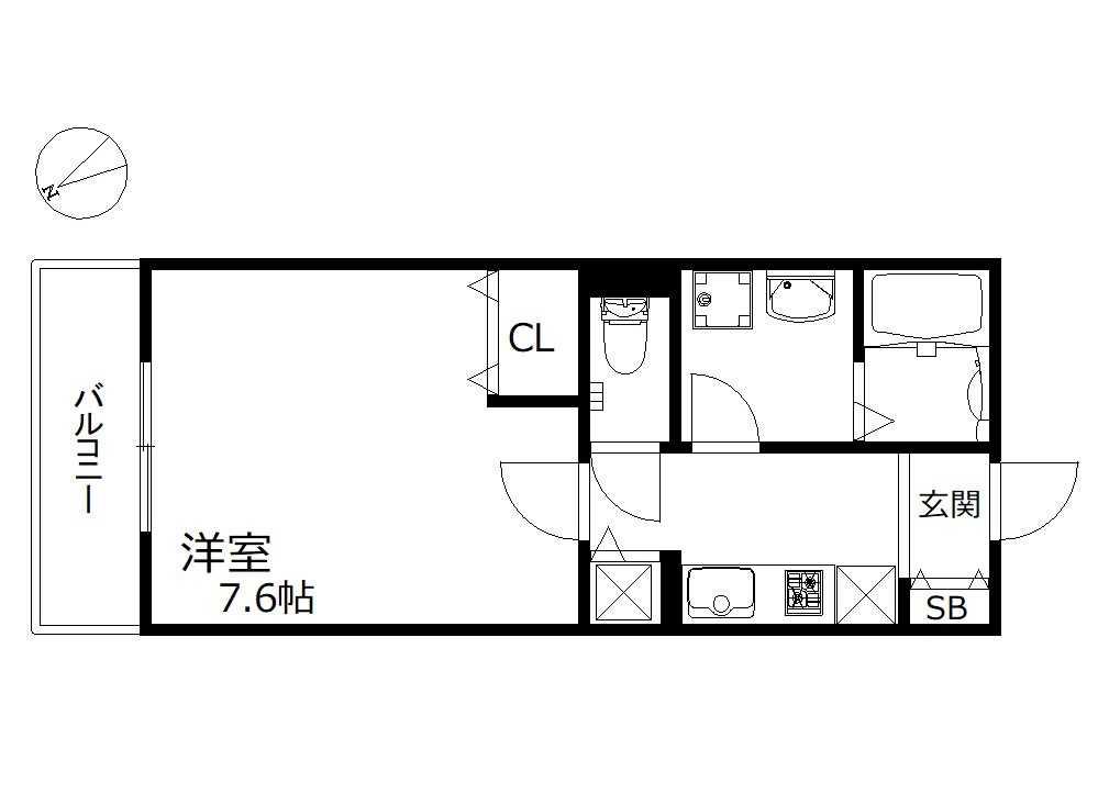 AILE岡場(1K/2階)の間取り写真