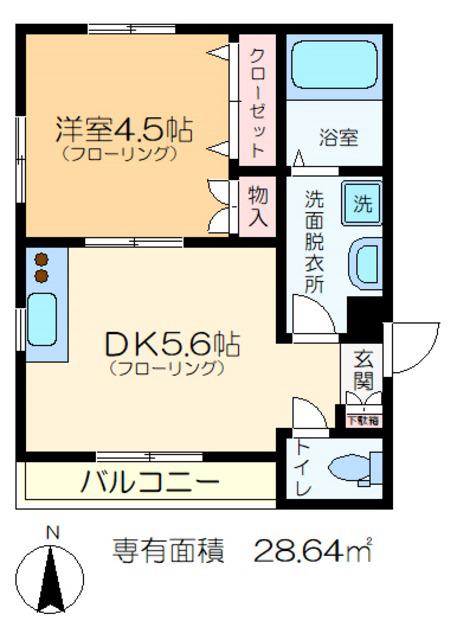 PONT PORTE B(1DK/1階)の間取り写真