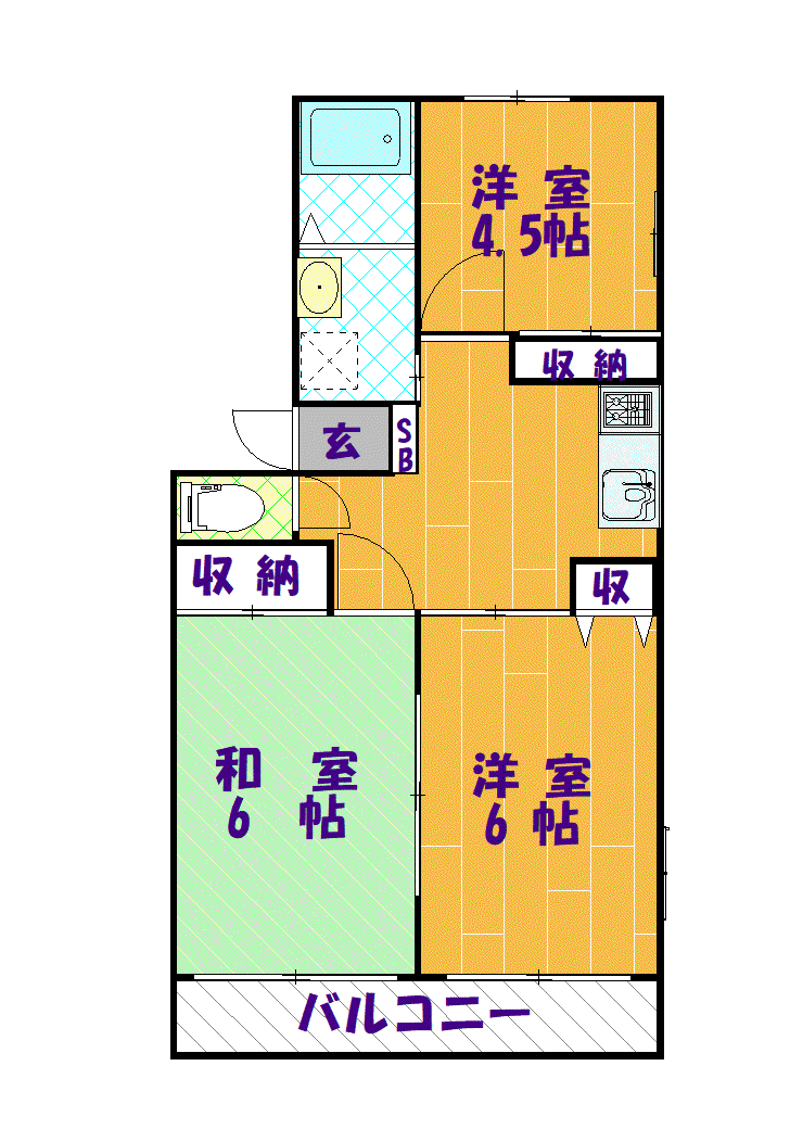ヴェルチェUIA(3DK/3階)の間取り写真