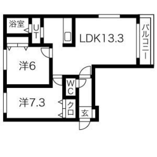 アンソレイエI(2LDK/4階)の間取り写真