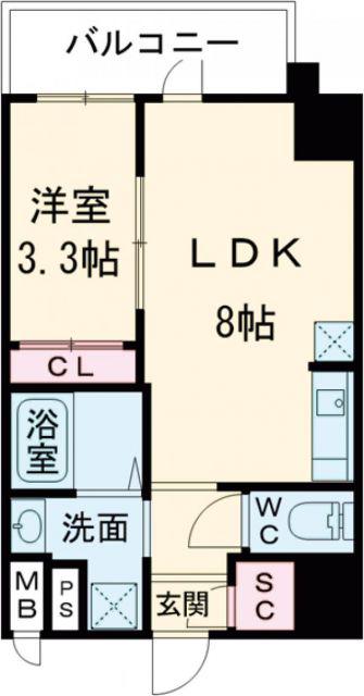 IーSTAGE住吉町(1LDK/4階)の間取り写真