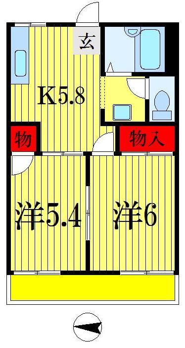 コーポ・サトーB棟(2K/1階)の間取り写真
