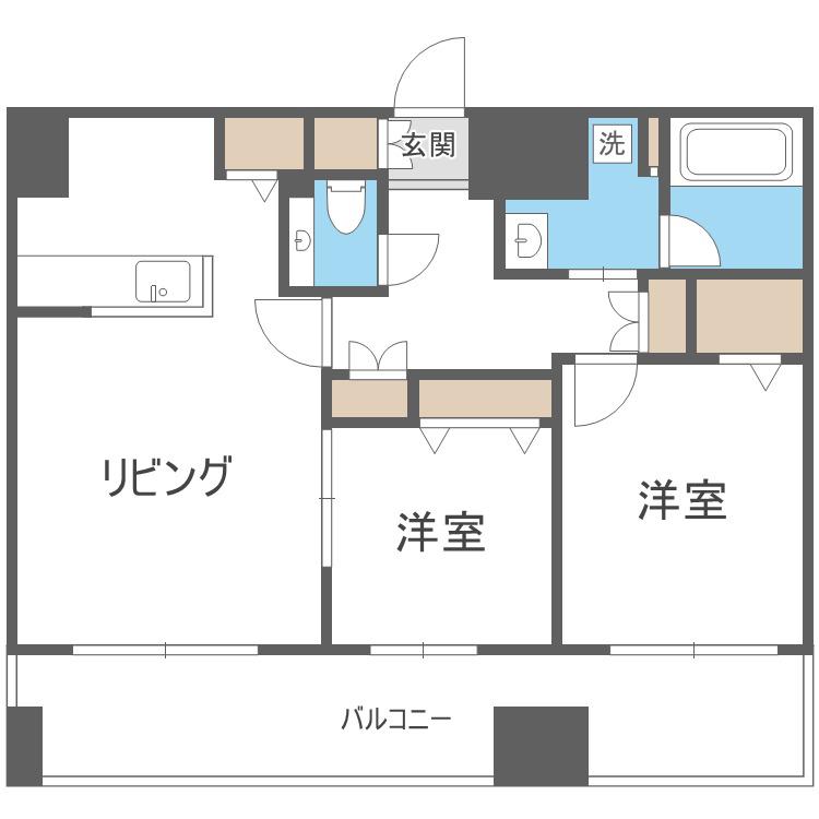 MJ SQUARE KOTONI(2LDK/12階)の間取り写真