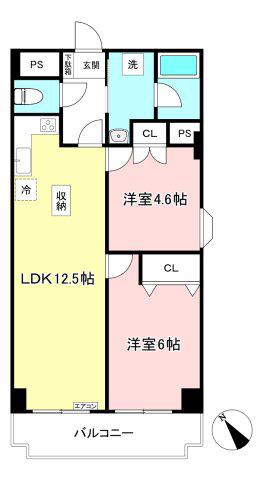 ベルテ都筑(2LDK/5階)の間取り写真