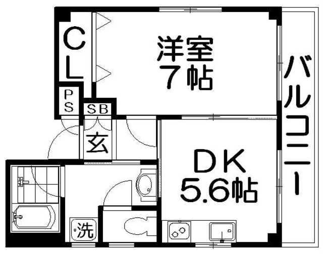 サンプレース日向(1DK/4階)の間取り写真