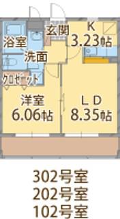 GRACESASA(1LDK/1階)の間取り写真