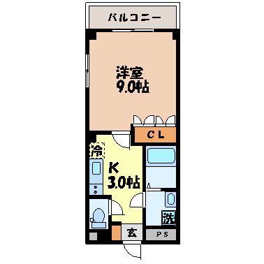 WALKERAP(1K/1階)の間取り写真