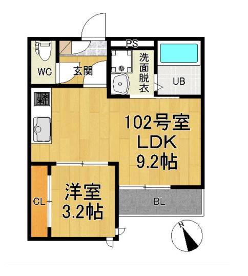 GRANDTIC ROXA(1LDK/1階)の間取り写真