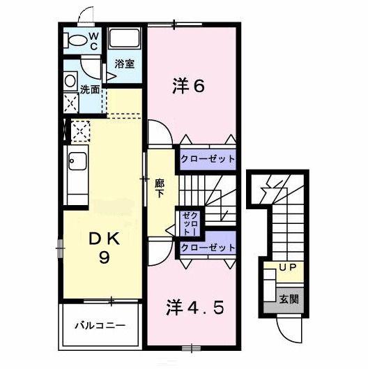 パルテ-ル(2DK/2階)の間取り写真