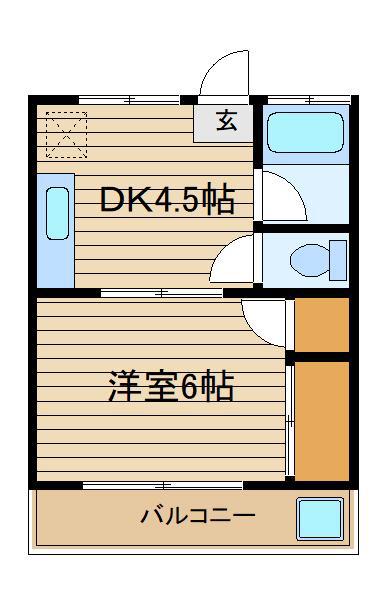 ファミール(1DK/1階)の間取り写真