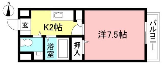 グランドールII(1K/3階)の間取り写真