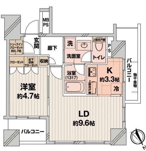 パークタワー池袋イーストプレイス(1LDK/6階)の間取り写真