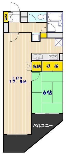 ハピネス南町(1LDK/2階)の間取り写真