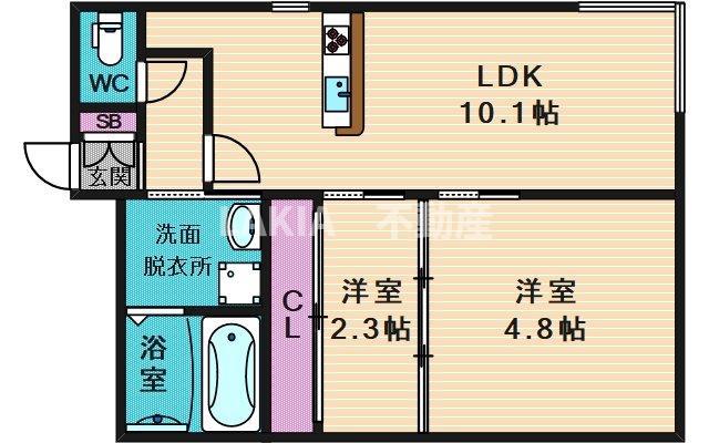LEGALAND清水谷(2LDK/3階)の間取り写真