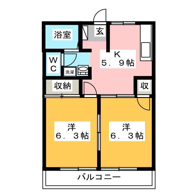 プラセオ一色(2K/1階)の間取り写真