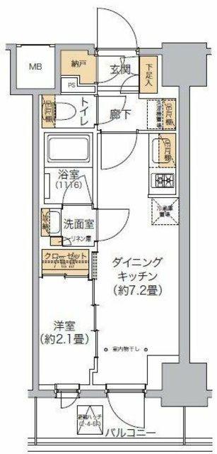 リビオメゾン西麻布(1DK/5階)の間取り写真