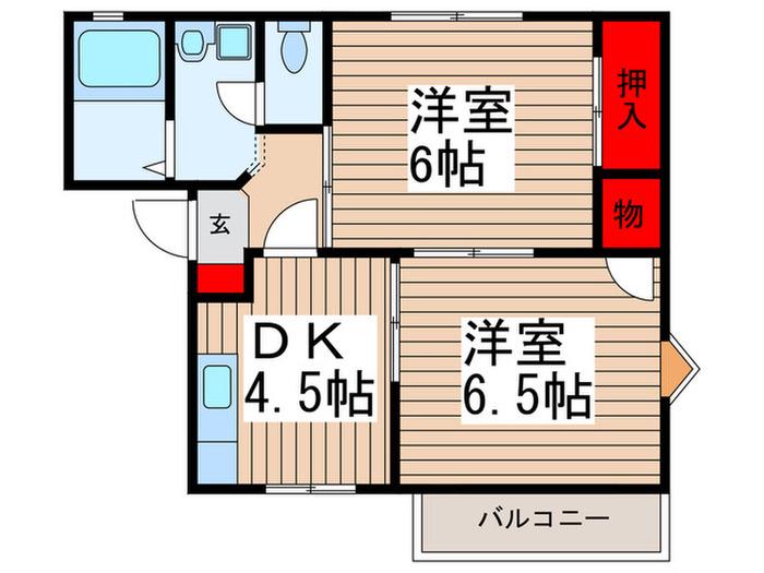 ドミール諏訪坂3(2DK/2階)の間取り写真