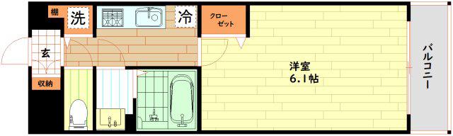 LA DOUCEUR桜川(1K/3階)の間取り写真