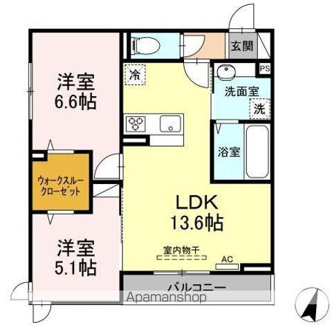 LUCKY CIRCLE HIYOSHI ラッキーサークルヒヨ(2LDK/3階)の間取り写真