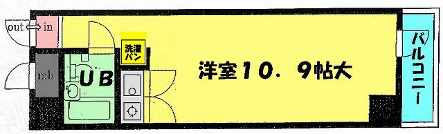 グランドメゾン与力町(ワンルーム/6階)の間取り写真