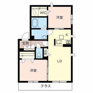 アンシャンテTATUMI(2LDK/1階)の間取り写真