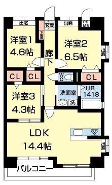 PIA・マーブル(3LDK/8階)の間取り写真