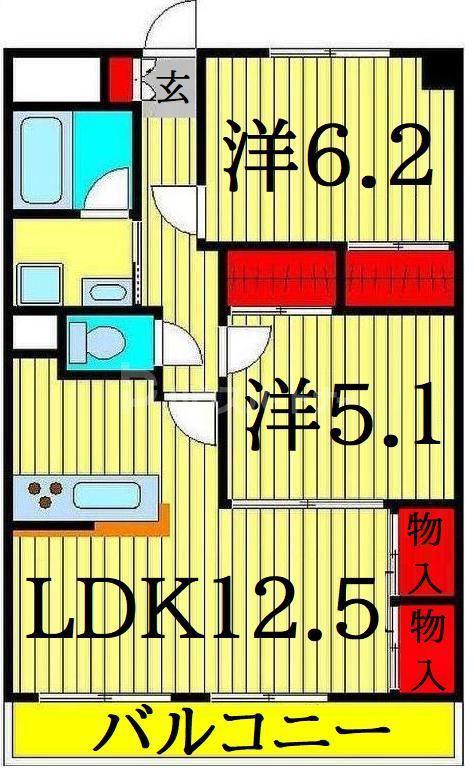 フォーレスト北綾瀬I(2LDK/3階)の間取り写真