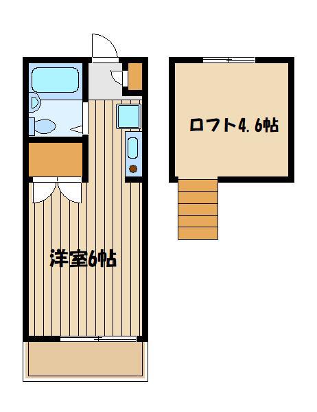 ジュネスひばり(ワンルーム/2階)の間取り写真