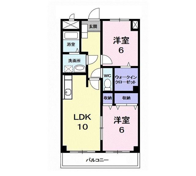 カーサ・メトロポリ(2LDK/2階)の間取り写真