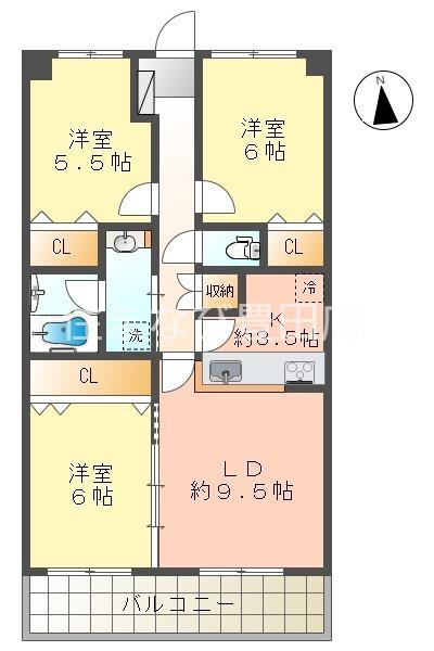 EUSTOMA(3LDK/7階)の間取り写真