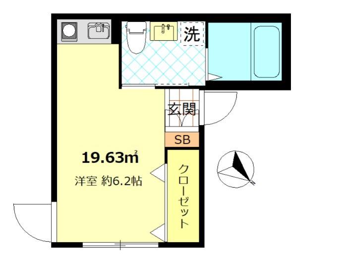 FERIO四ツ木(ワンルーム/3階)の間取り写真