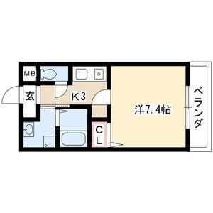 プリムローズマンション(1K/3階)の間取り写真