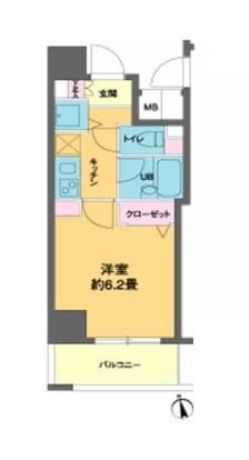 カスタリア新富町III(1K/6階)の間取り写真