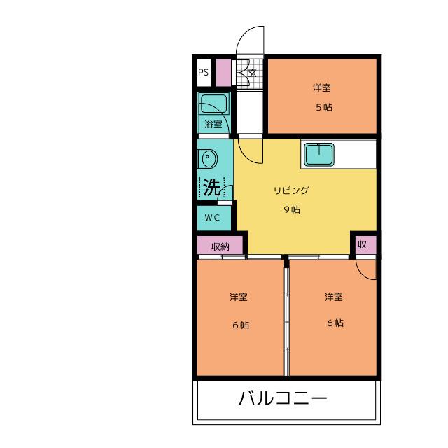 大恵第3マンション(3DK/3階)の間取り写真
