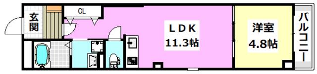 SOAR SENRIOKA(1LDK/3階)の間取り写真