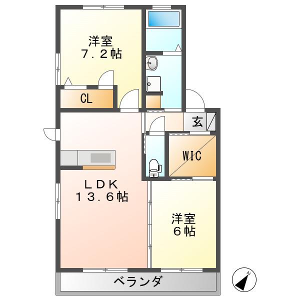グランセリオ小屋名C(2LDK/1階)の間取り写真