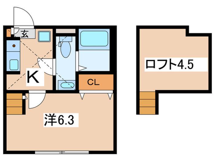 グリーンパーク(1K/2階)の間取り写真