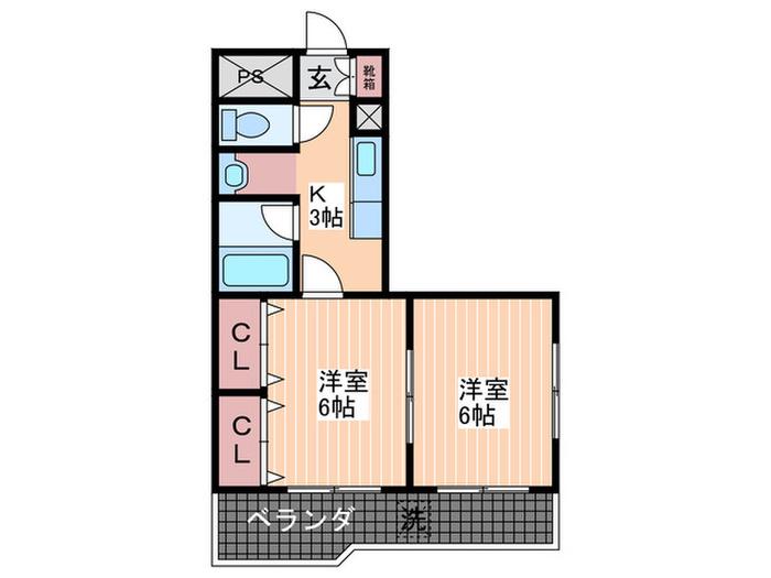 第3メゾン庚午(2K/7階)の間取り写真