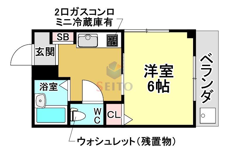 グランドール曽根東町(1K/3階)の間取り写真