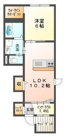 グレーシア(1LDK/1階)の間取り写真