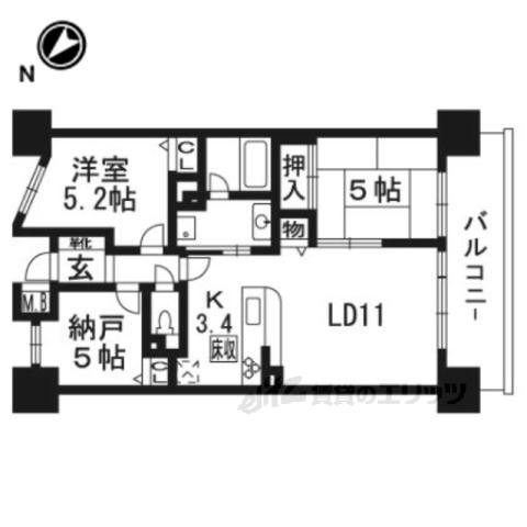 パデシオン六地蔵ザ・タワーレジデンス(3LDK/8階)の間取り写真