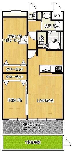 アーベル八千代(2LDK/2階)の間取り写真