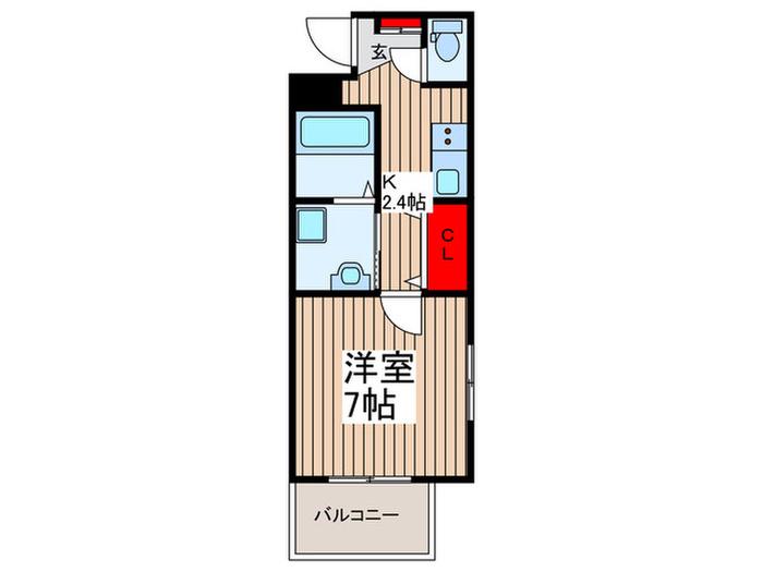 RISE所沢(1K/1階)の間取り写真