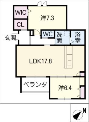 シュロスベルグ(2LDK/2階)の間取り写真