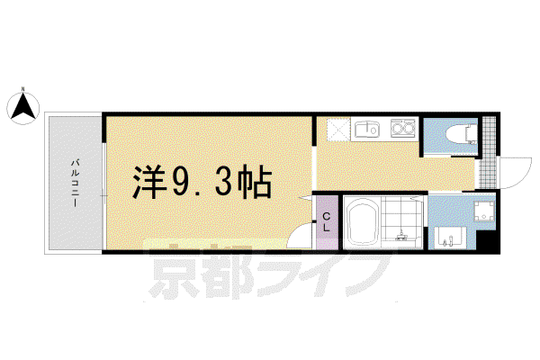 LA VITA 二条月光(1K/2階)の間取り写真