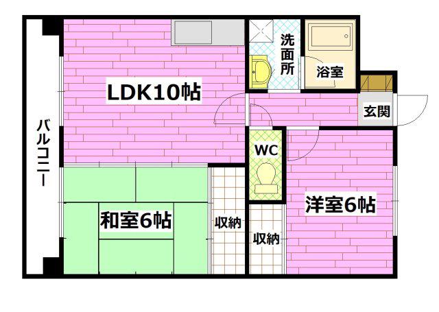 グリーンヒルズ祇園(2LDK/4階)の間取り写真